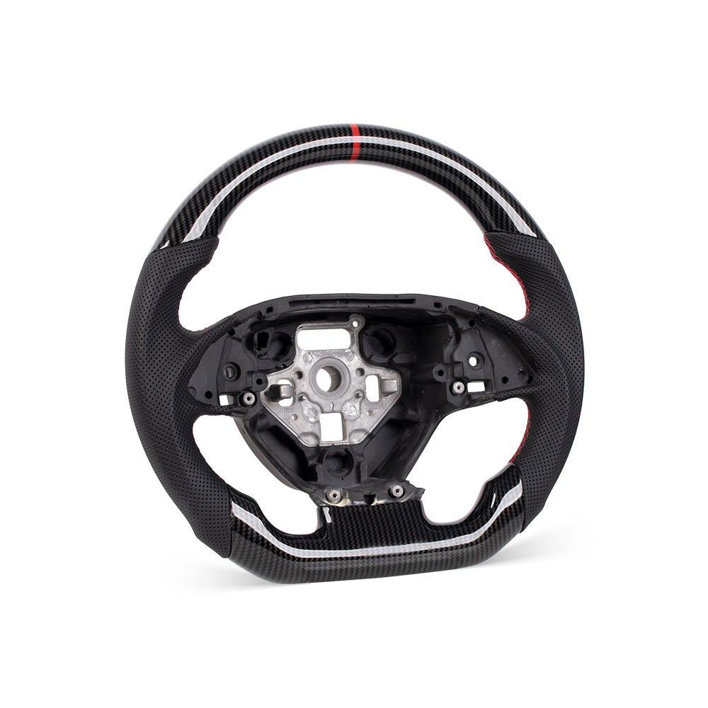 THETEN 2014-2019 CORVETTE C7 FLAT BOTTOM STEERING WHEEL IN GLOSS CARBON & NAPPA PERFORATED LEATHER