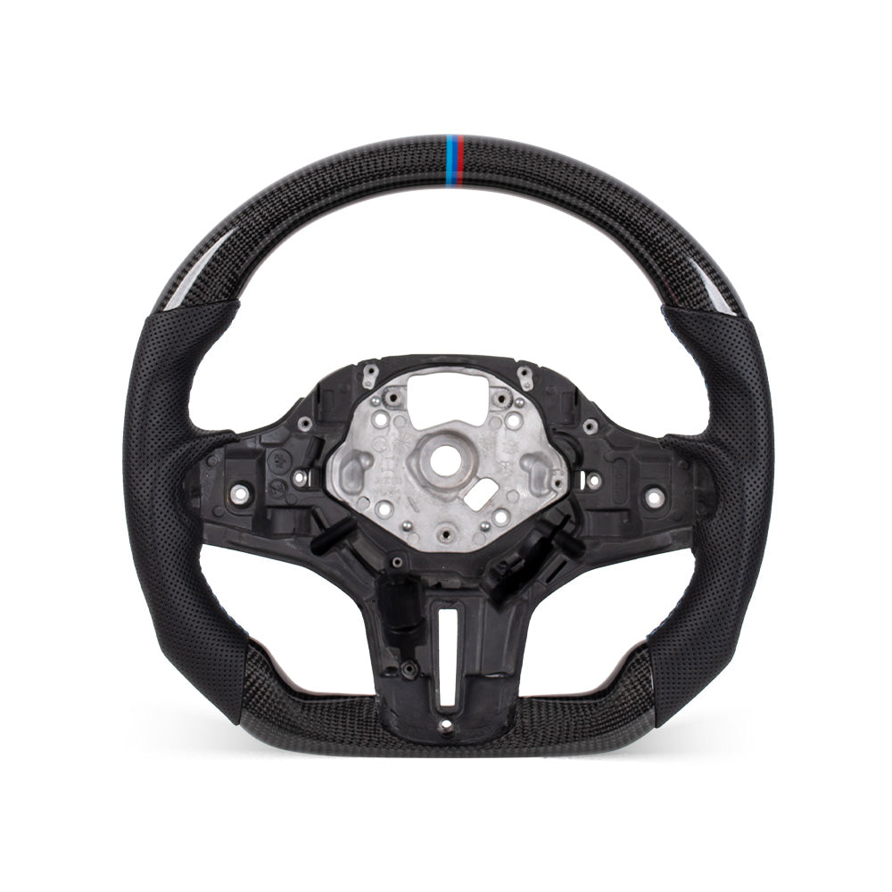 THETEN BMW G Series Flat Bottom Gloss Carbon Fiber Steering Wheel & Nappa Perforated Leather Grip