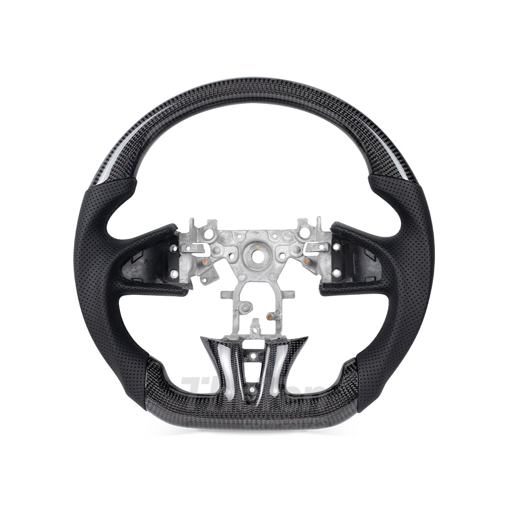 THETEN INFINITI Q50 GLOSSY CARBON FIBER BLACK NAPPA LEATHER STEERING WHEEL