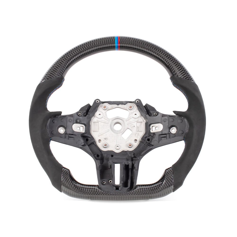 THETEN BMW G Series Flat Bottom Gloss Carbon Fiber Steering Wheel & Alcatara Grip