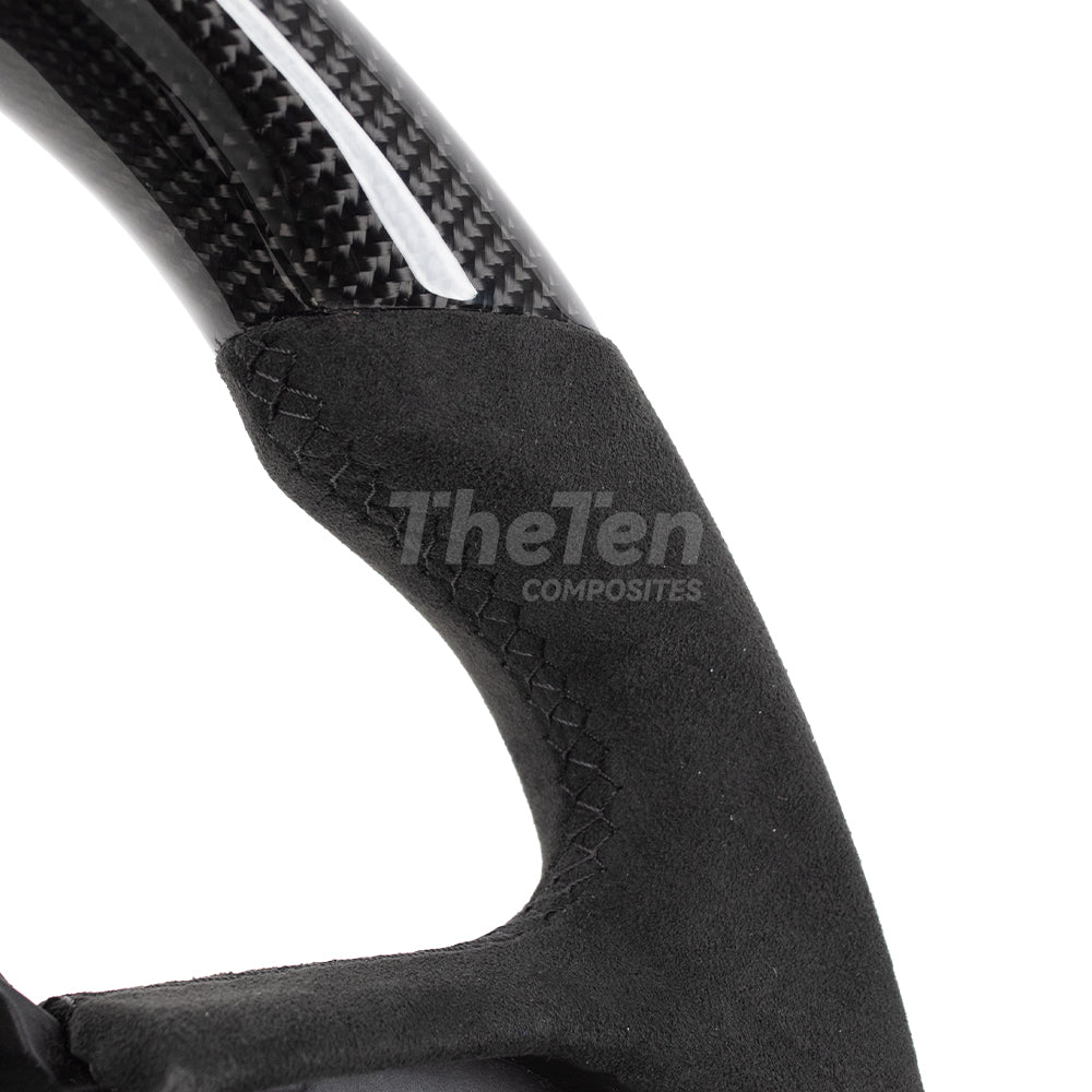 THETEN 2015-2023 DODGE CHALLENGER LED RPM DISPLAY FLAT-BOTTOM GLOSS CARBON FIBER STEERING WHEEL IN  & ALCANTARA