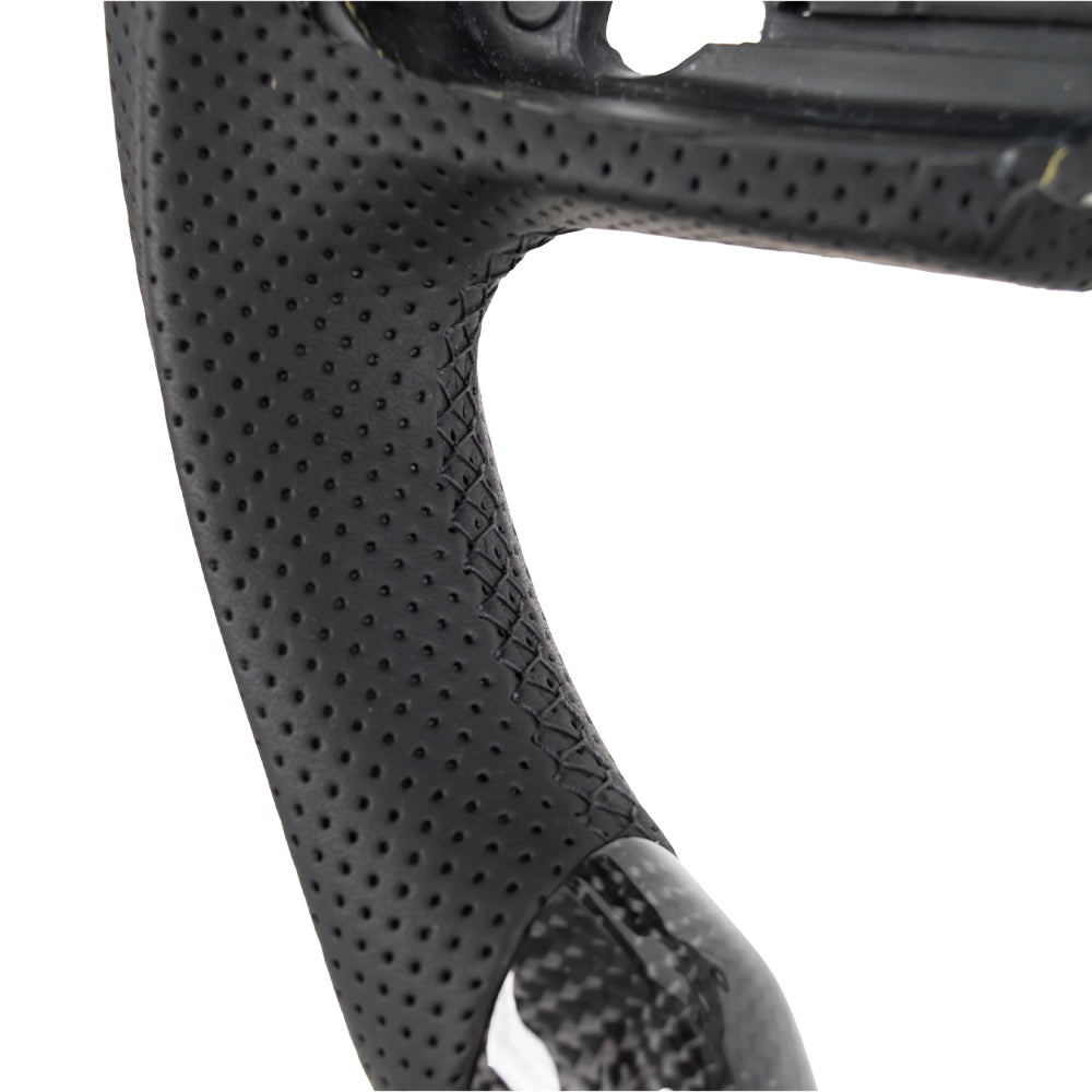 THETEN 2018+ Jeep Wrangler JL Steering Wheel In Gloss Carbon Fiber & Nappa Perforated Leather Grip