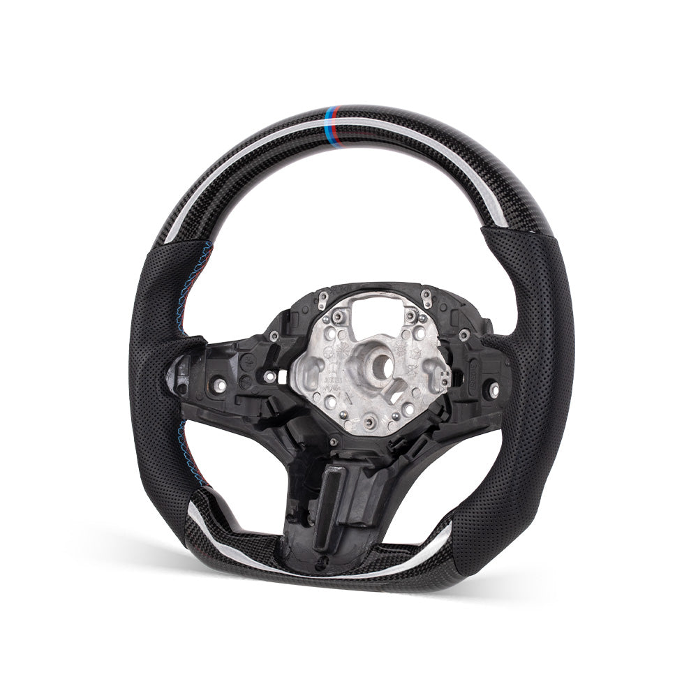 THETEN BMW G Series Flat Bottom Gloss Carbon Fiber Steering Wheel & Nappa Perforated Leather Grip