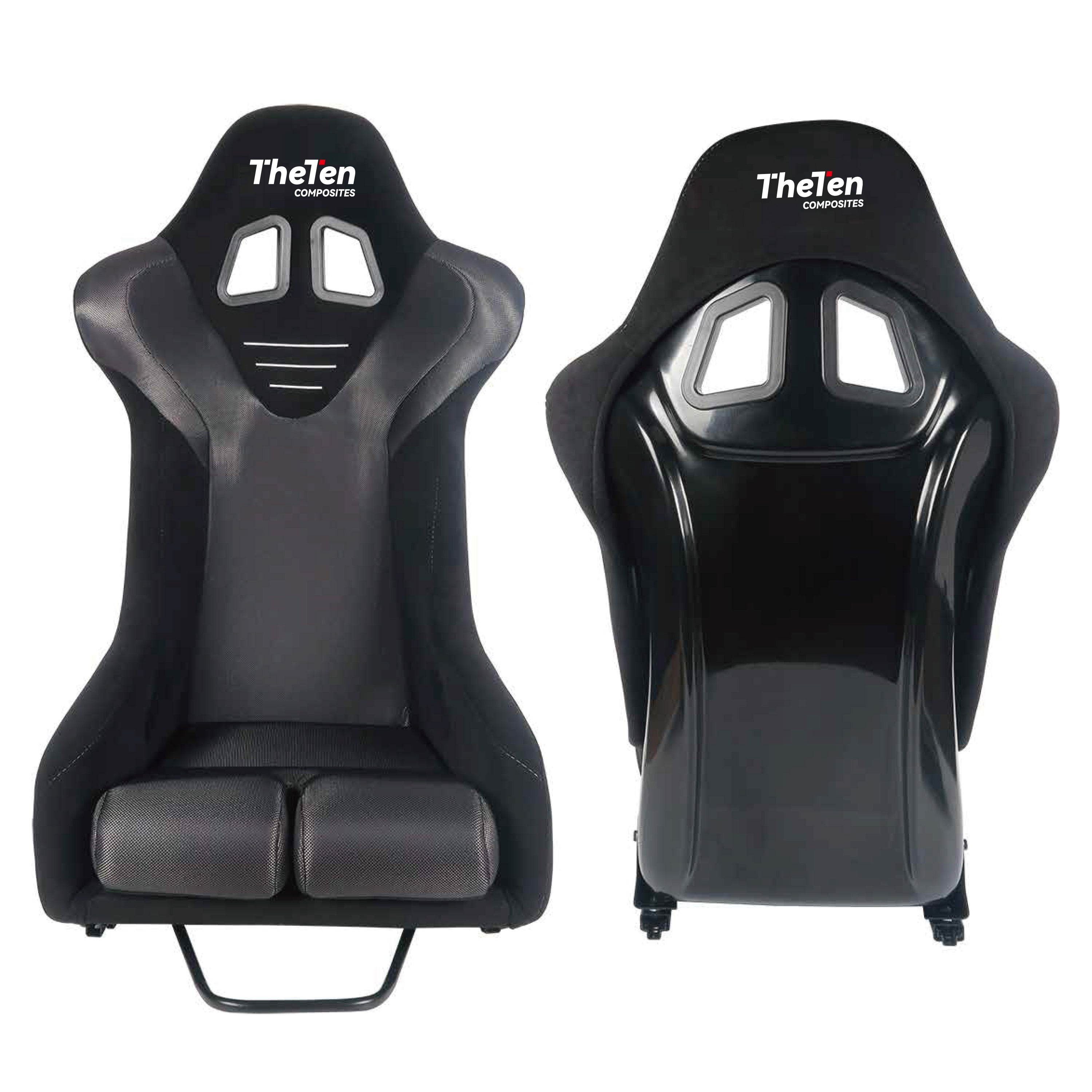 THETEN  PERFORMANCE BUCKET RACING SEAT SERIES CARBON FIBER RACING SEAT WITH BLACK CARBON FIBER FRAME & BLACK GLITTER MESH + VELOUR UPHOLSTERY(MS)