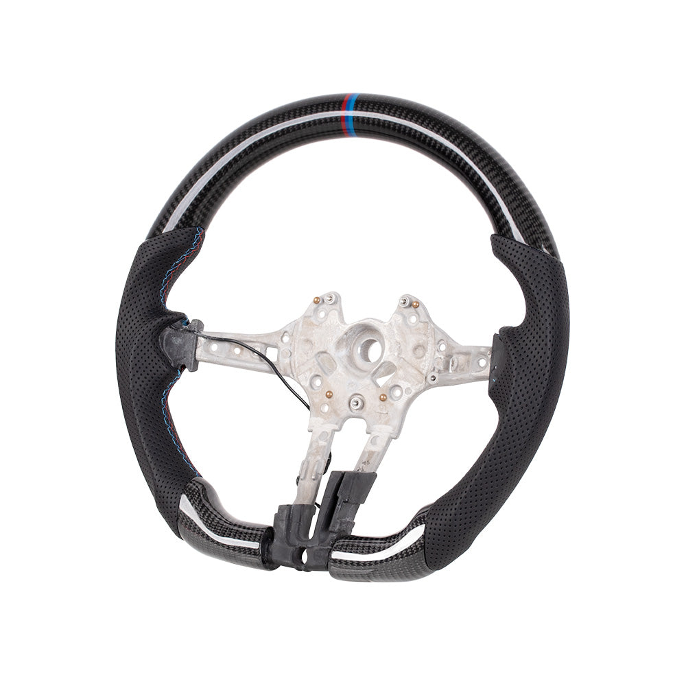 THETEN BMW F Series Flat Bottom Gloss Carbon Fiber & Nappa Perforated Leather Steering Wheel