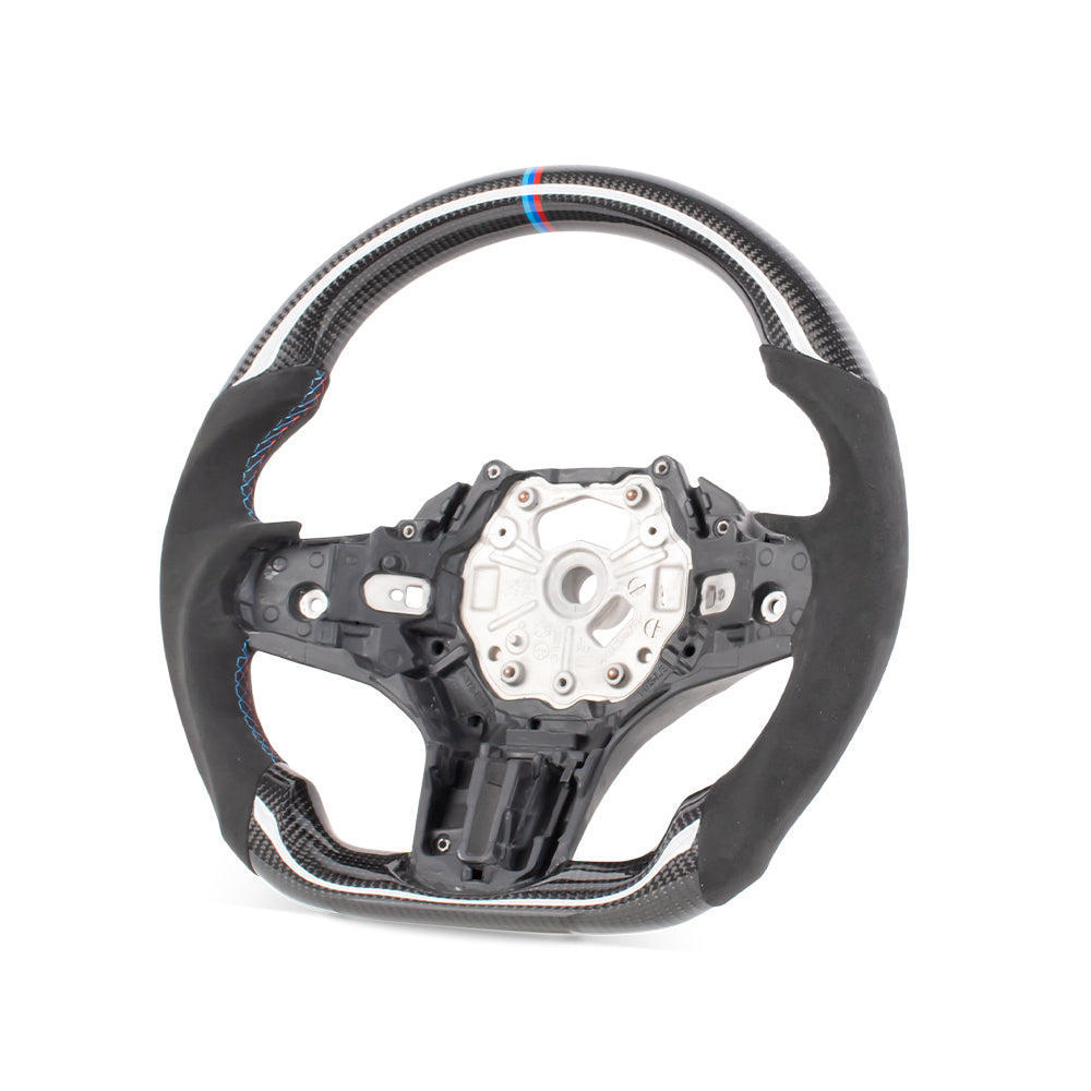 THETEN BMW G Series Flat Bottom Gloss Carbon Fiber Steering Wheel & Alcatara Grip